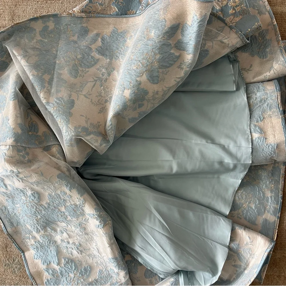 Mac Duggal Strapless Brocade Midi Dress with Pockets NWT Blue Multi - Picture 9 of 15